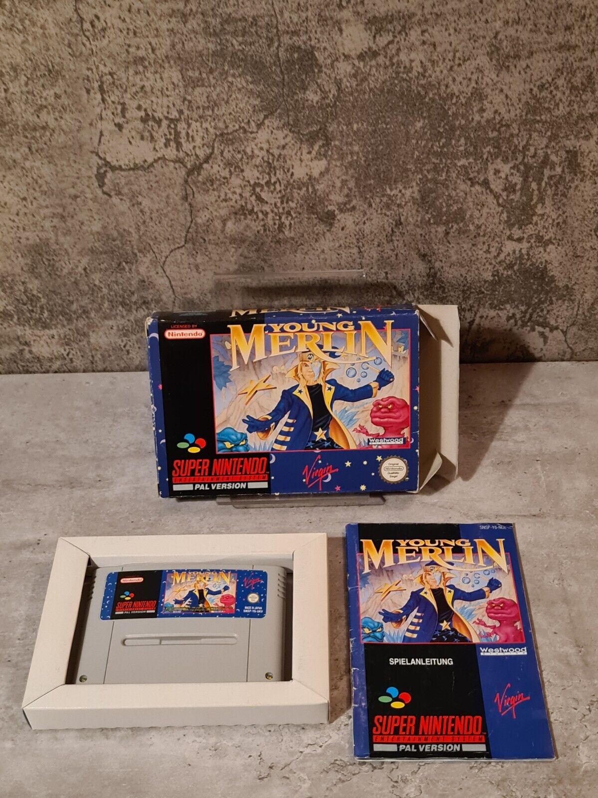 SNES Super Nintendo Young Merlin mit OVP und Anleitung NOE/UKV - T-Retro-Games 