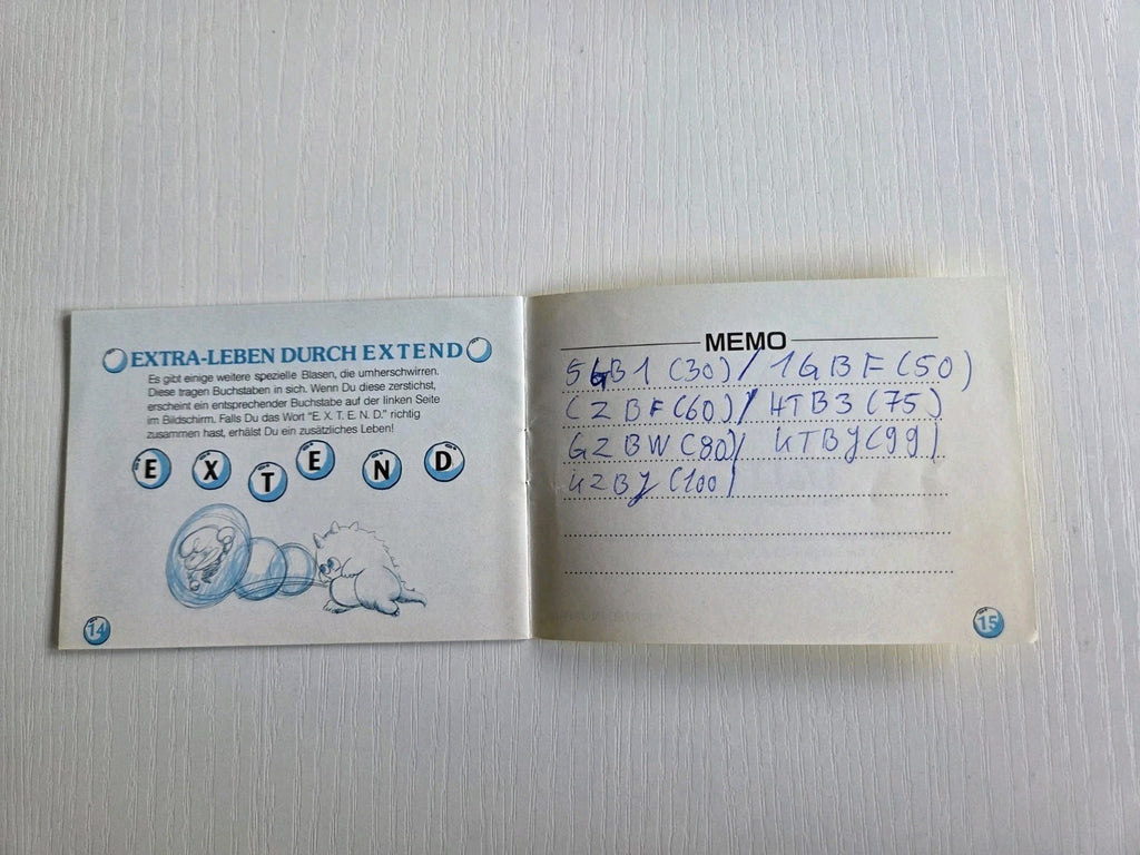 Nintendo Game Boy Classic Bubble Bobble Spielanleitung Instruction Booklet NOE