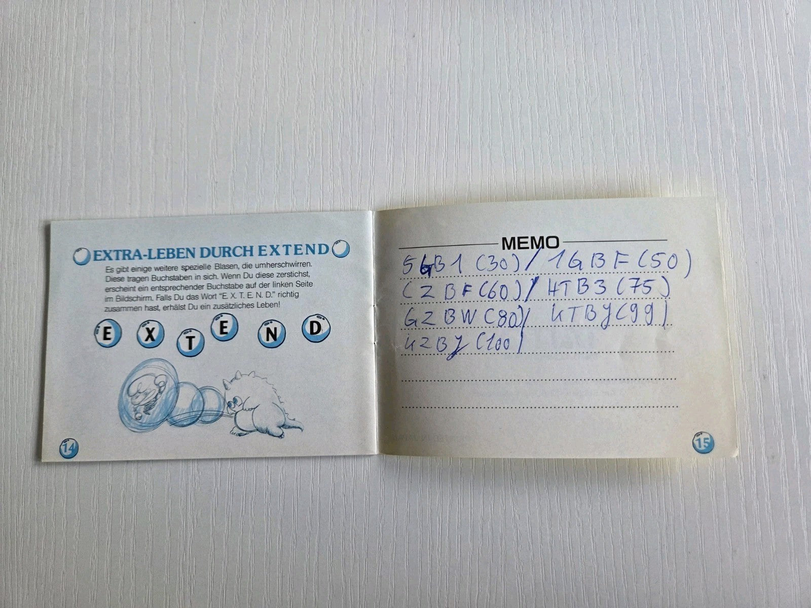 Nintendo Game Boy Classic Bubble Bobble Spielanleitung Instruction Booklet NOE