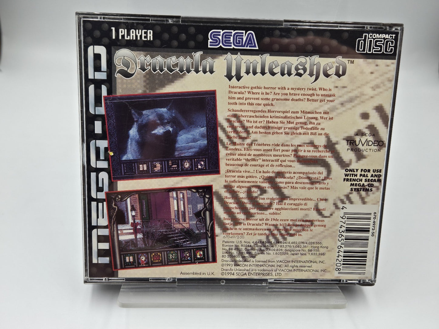 Sega Mega-CD Spiel Dracula Unleashed mit OVP+Anleitung Multi Language 2 Discs