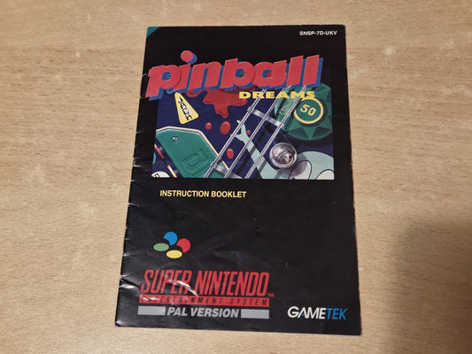 SNES Pinball Dreams Spielanleitung Instruction Booklet UKV