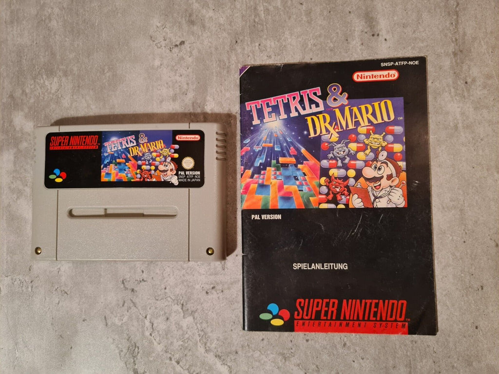SNES Super Nintendo Tetris & Dr. Mario mit OVP und Anleitung NOE - T-Retro-Games 