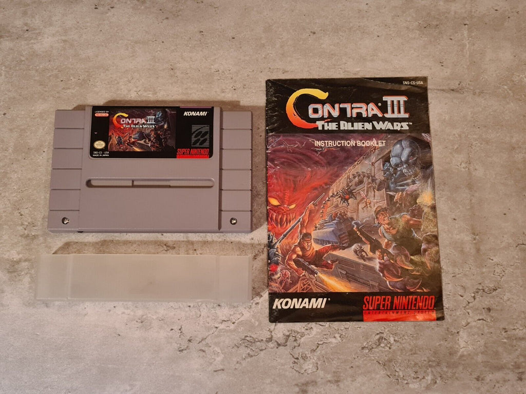 SNES Super Nintendo Contra III The Alien Wars mit OVP und Anleitung NTSC-USA - T-Retro-Games 