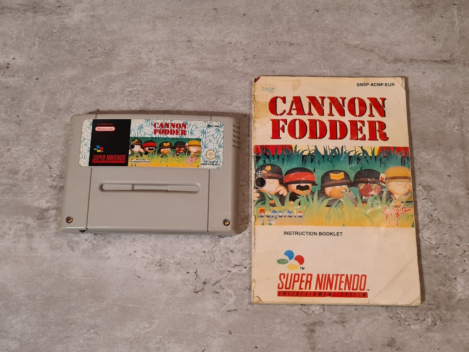 SNES Super Nintendo Cannon Fodder mit OVP und Anleitung EUR - T-Retro-Games 