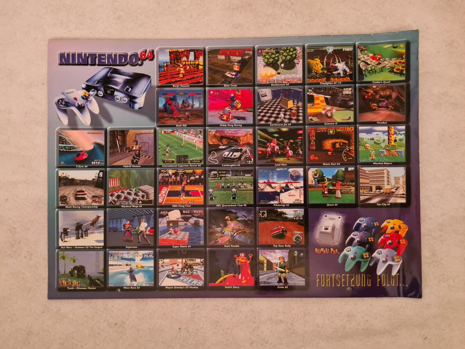 N64 Nintendo 64 Kalender Calendar 1998 Nintendo - T-Retro-Games 