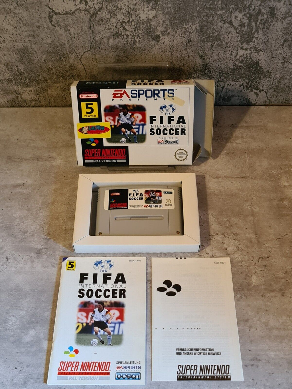 SNES Super Nintendo Fifa International Soccer mit OVP und Anleitung NOE - T-Retro-Games 