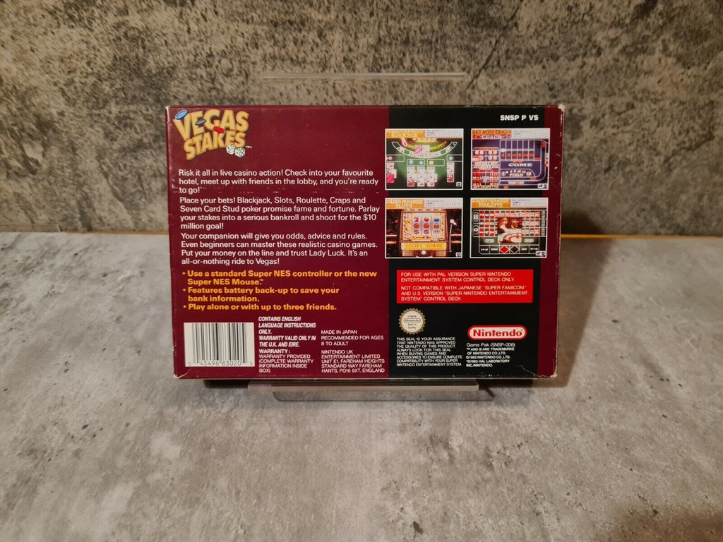 SNES Super Nintendo Vegas Stakes mit OVP und Anleitung UKV - T-Retro-Games 