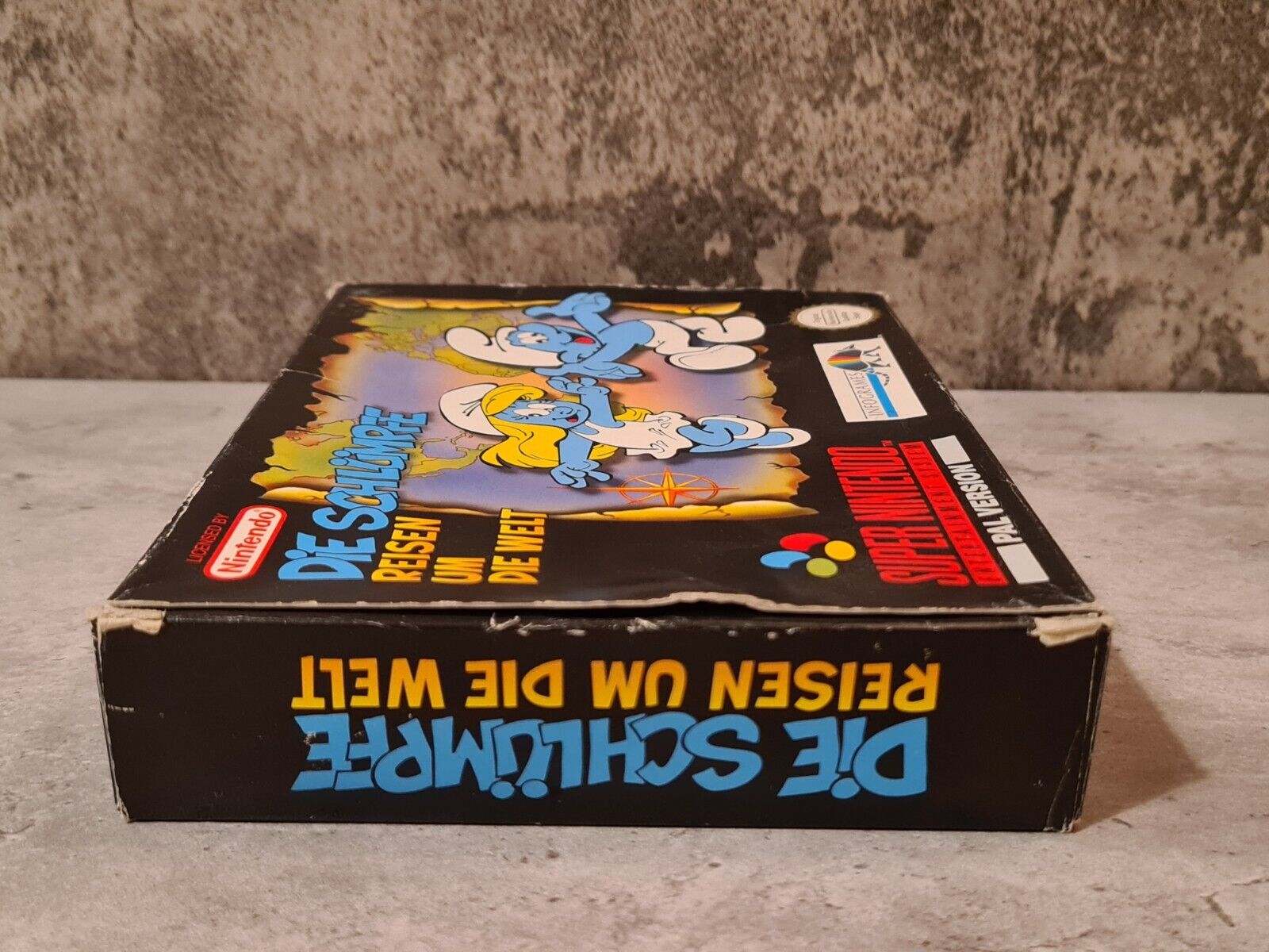 Super Nintendo Die Schlümpfe Reisen Um Die Welt mit OVP und Anleitung NOE - T-Retro-Games 