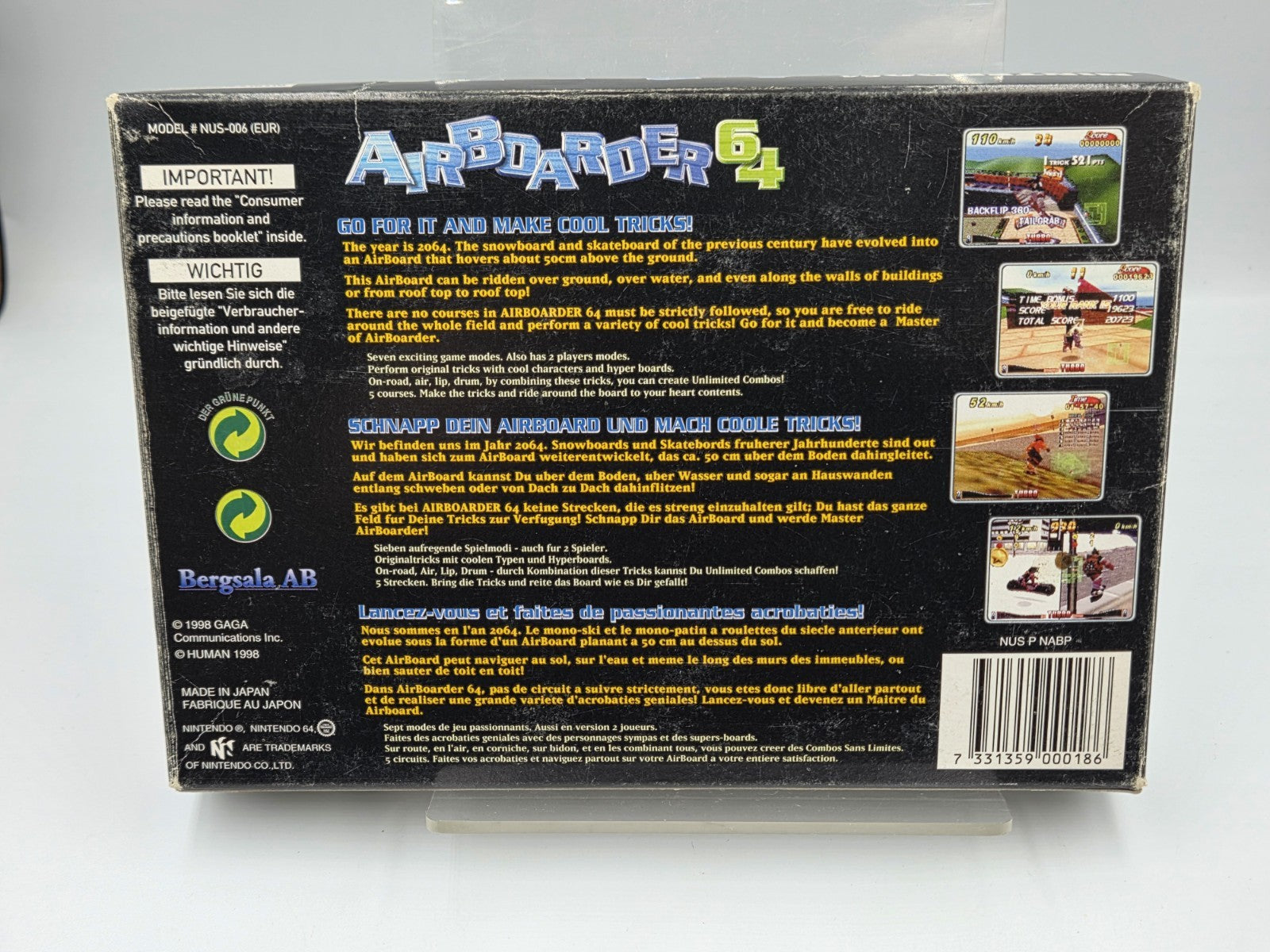N64 Nintendo 64 Airboarder64 mit OVP und Anleitung EUR