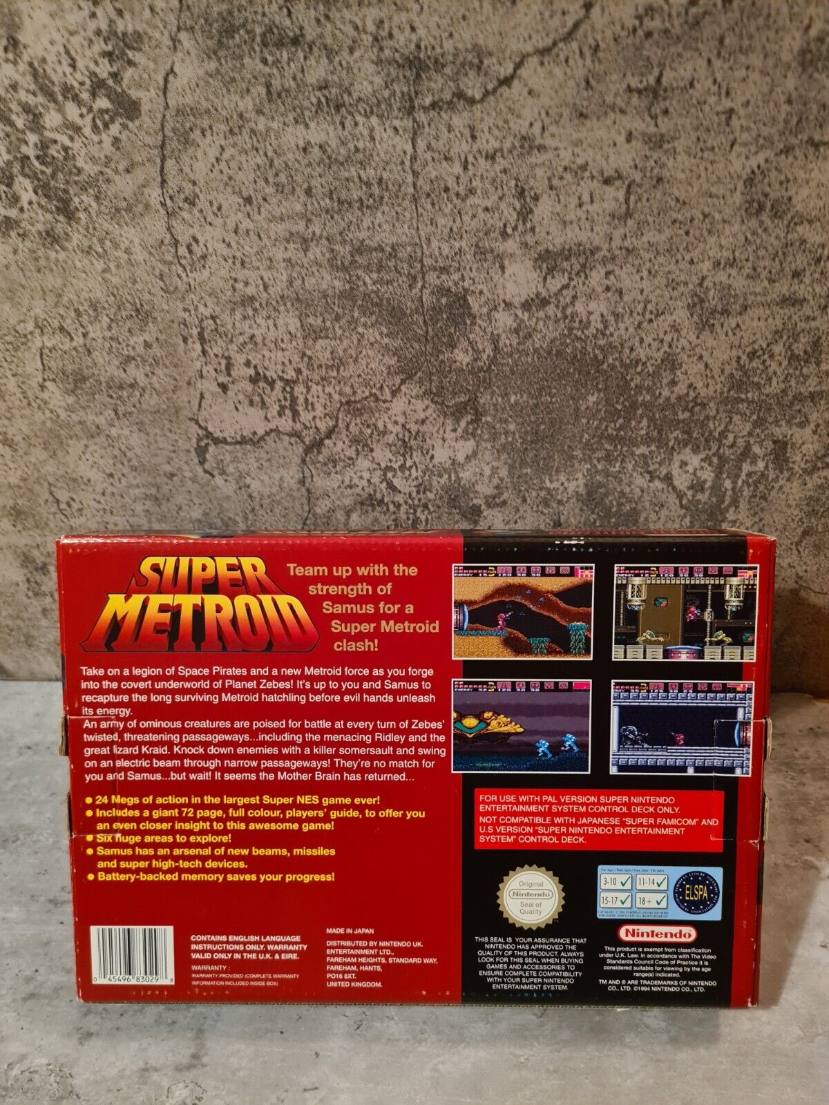 SNES Super Nintendo Super Metroid mit OVP und Spieleberater UKV Big Box - T-Retro-Games 