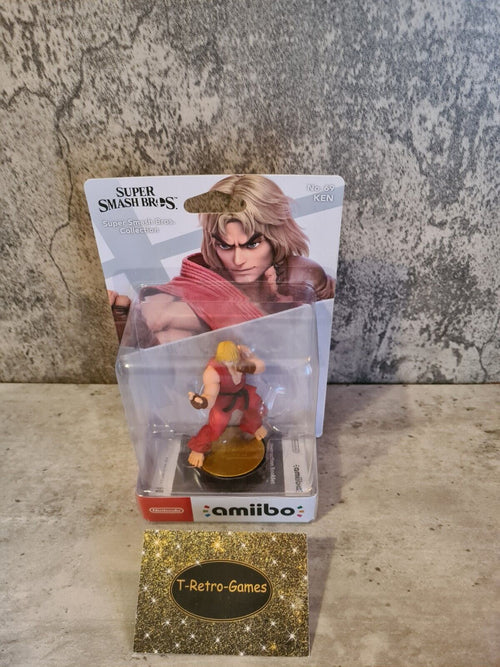 Amiibo Sammlerfigur Super Smash Bros. Ken Neu New Sealed NO. 69 - T-Retro-Games 