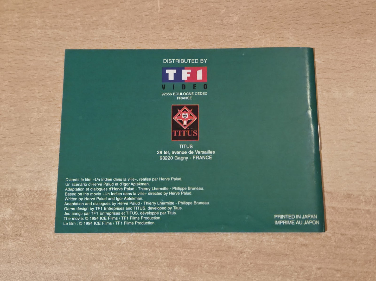 Nintendo Game Boy Classic Un Indien Dans la Ville Instruction Booklet EUR