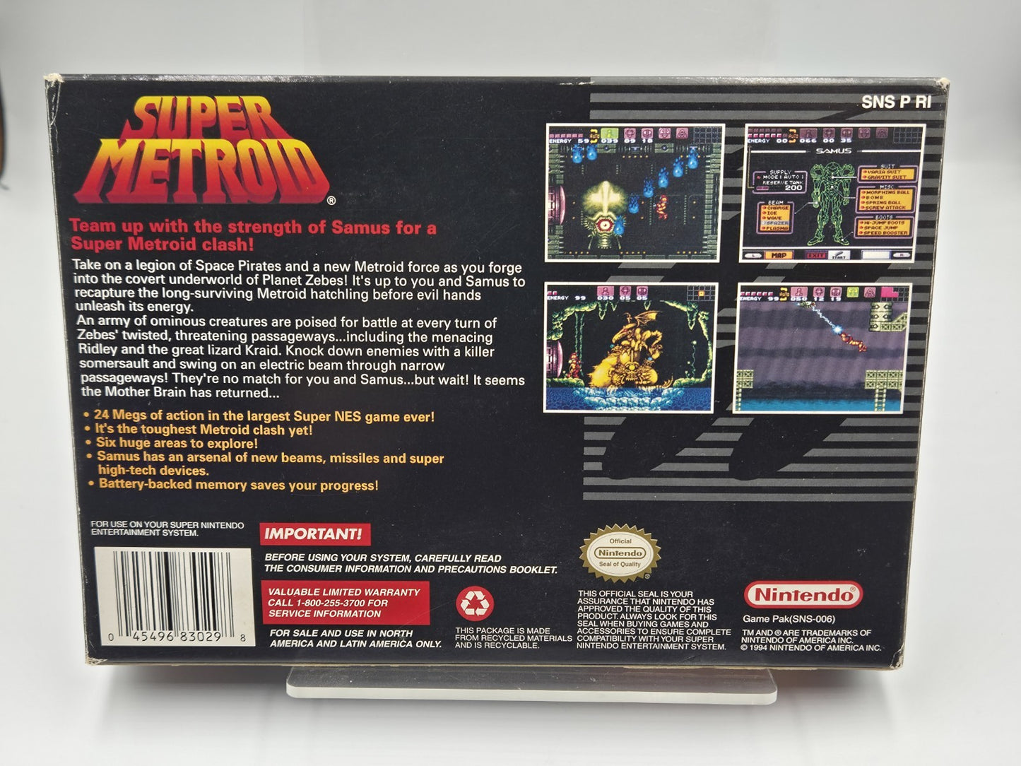SNES Super Nintendo Super Metroid mit OVP und Anleitung NTSC-USA