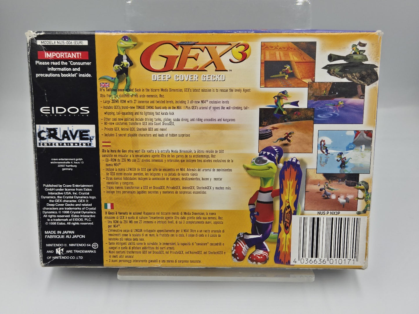 N64 Nintendo 64 Gex 3 Deep Cover Gecko mit OVP und Anleitung EUR