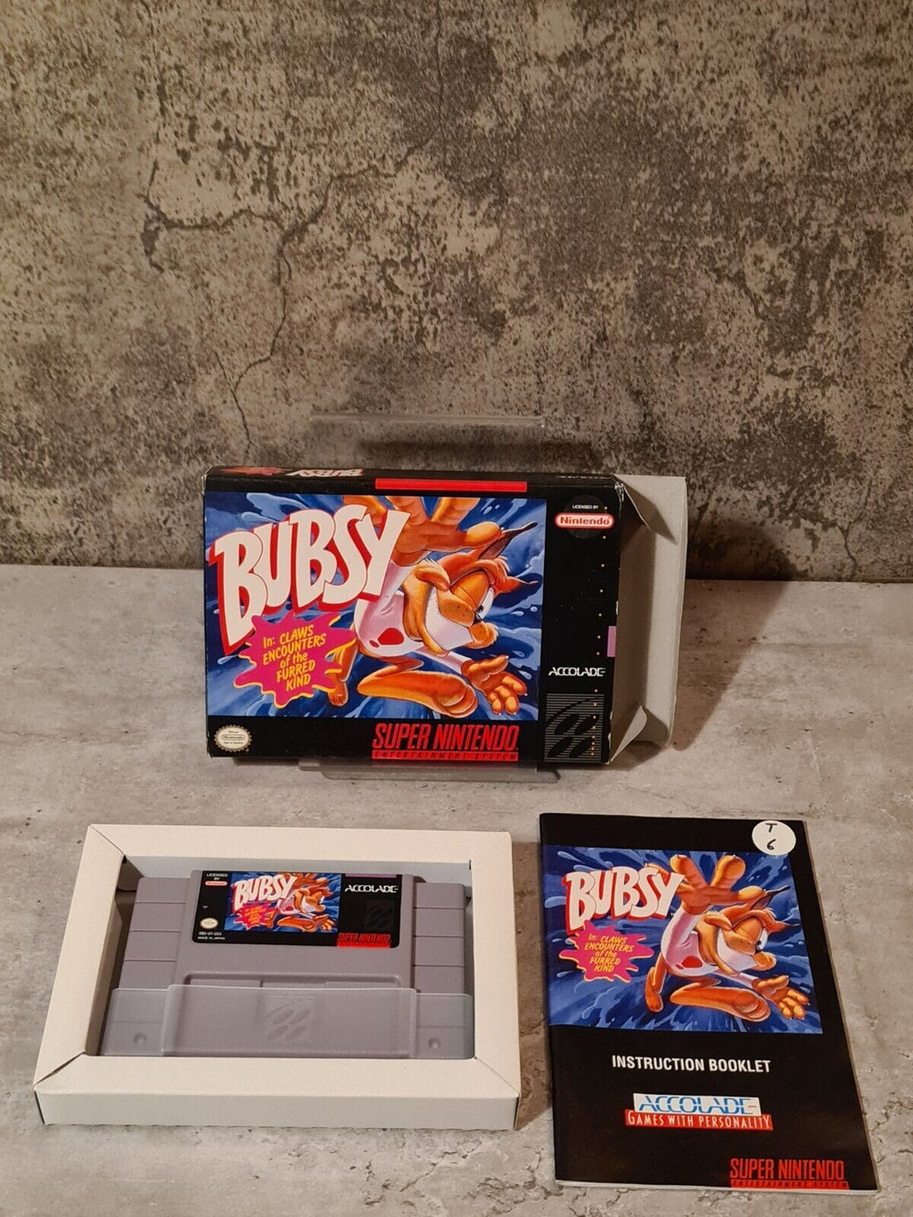 SNES Super Nintendo Bubsy mit OVP und Anleitung NTSC-USA - T-Retro-Games 