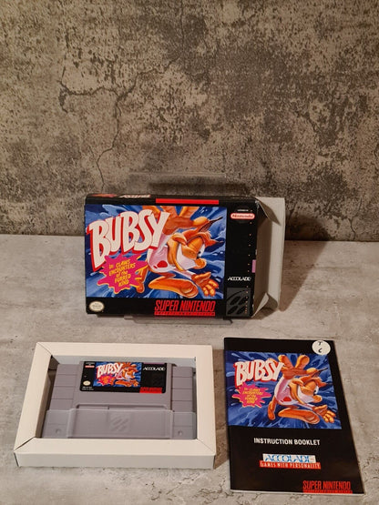 SNES Super Nintendo Bubsy mit OVP und Anleitung NTSC-USA - T-Retro-Games 