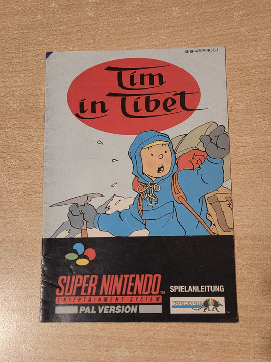 SNES Super Nintendo Tim in Tibet Spielanleitung Instruction Booklet NOE