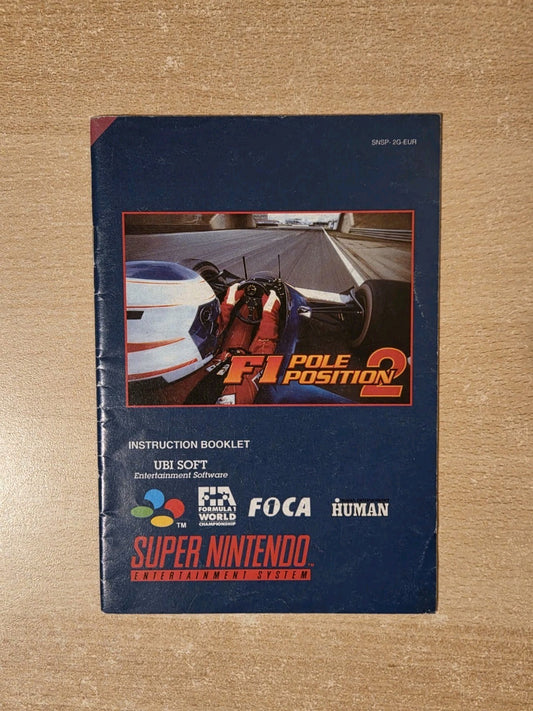 SNES Super Nintendo F1 Pole Position 2 Spielanleitung Instruction Booklet EUR