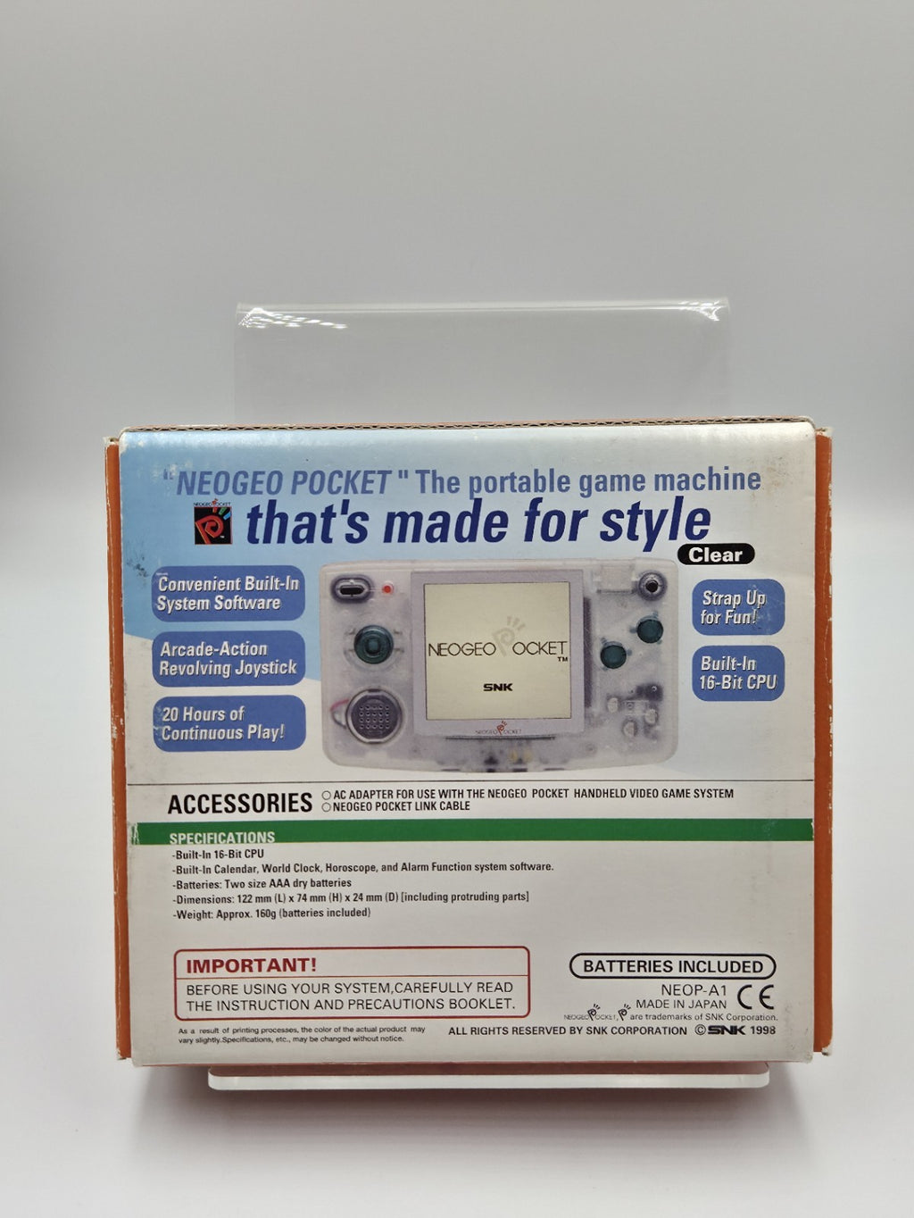 NeoGeo Pocket  SNK Clear Konsole Console Japan SNK OVP