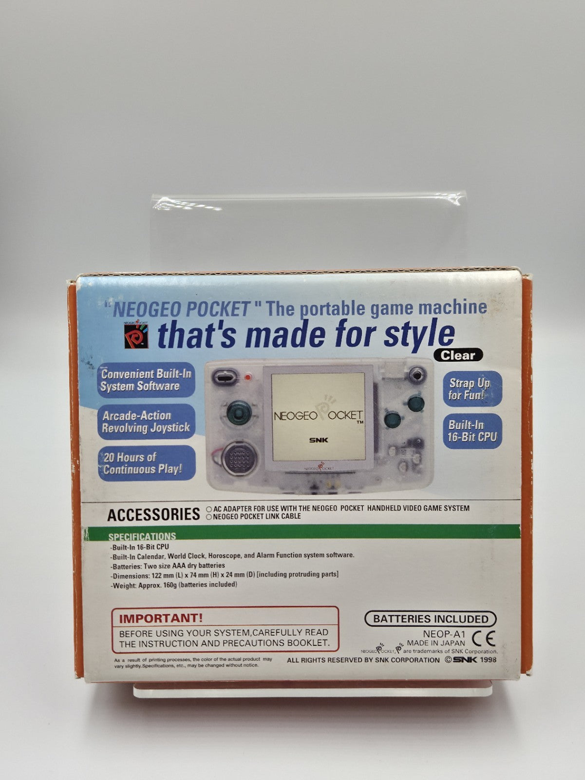 NeoGeo Pocket  SNK Clear Konsole Console Japan SNK OVP