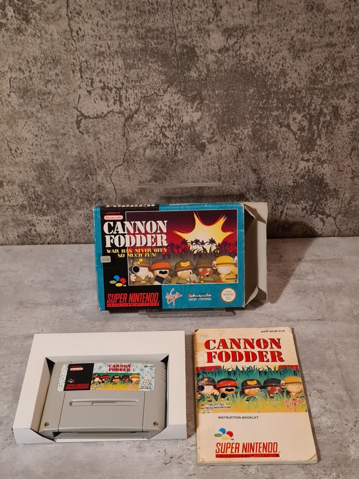 SNES Super Nintendo Cannon Fodder mit OVP und Anleitung EUR - T-Retro-Games 