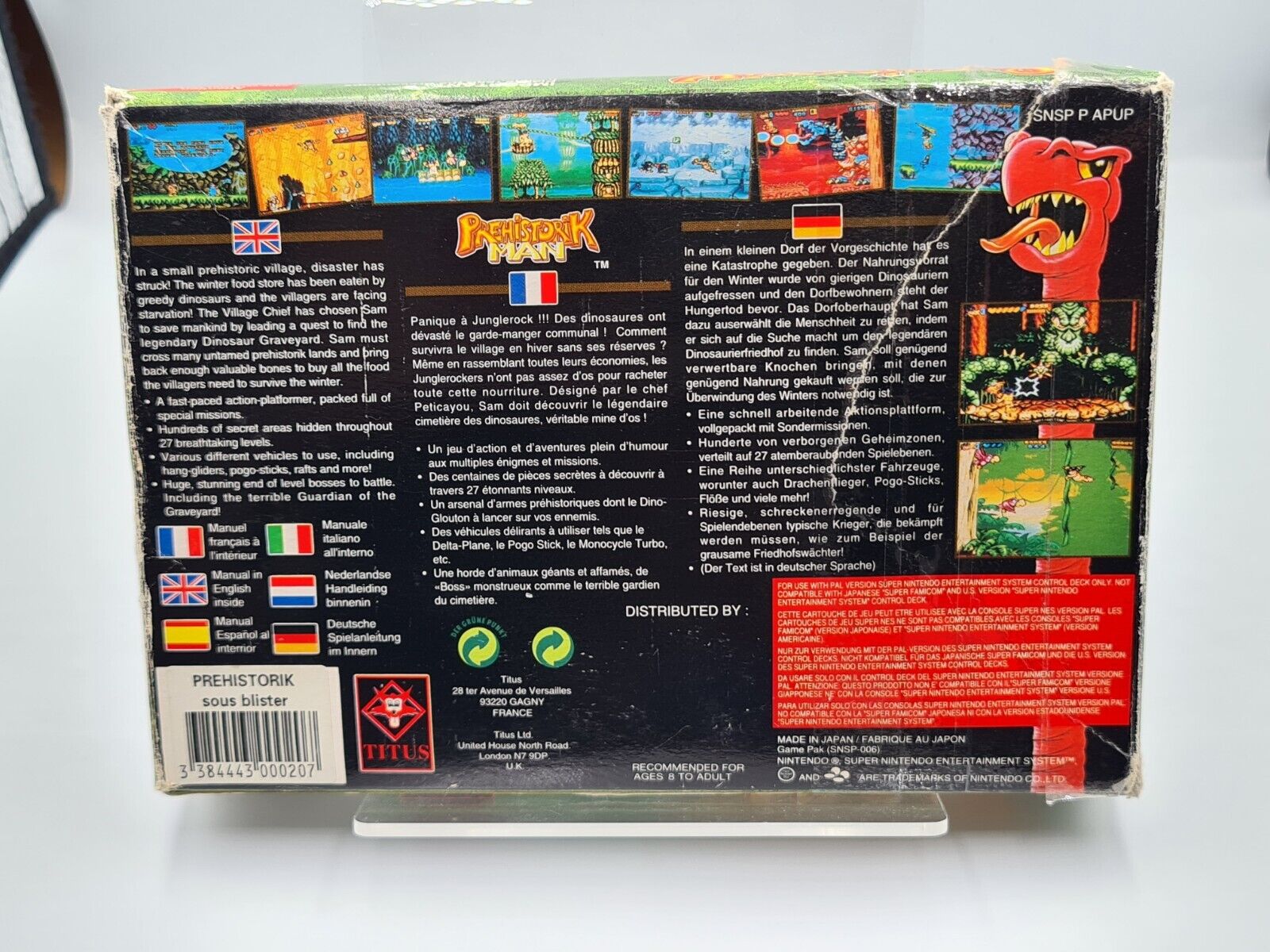 SNES Super Nintendo Prehistorik Man mit OVP und Anleitung EUR - T-Retro-Games 