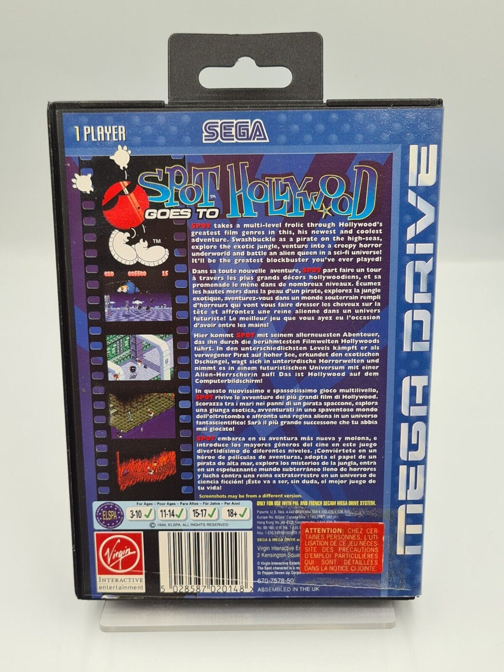 Sega Mega Drive Spot goes to Hollywood mit OVP und Anleitung Multi Language - T-Retro-Games 