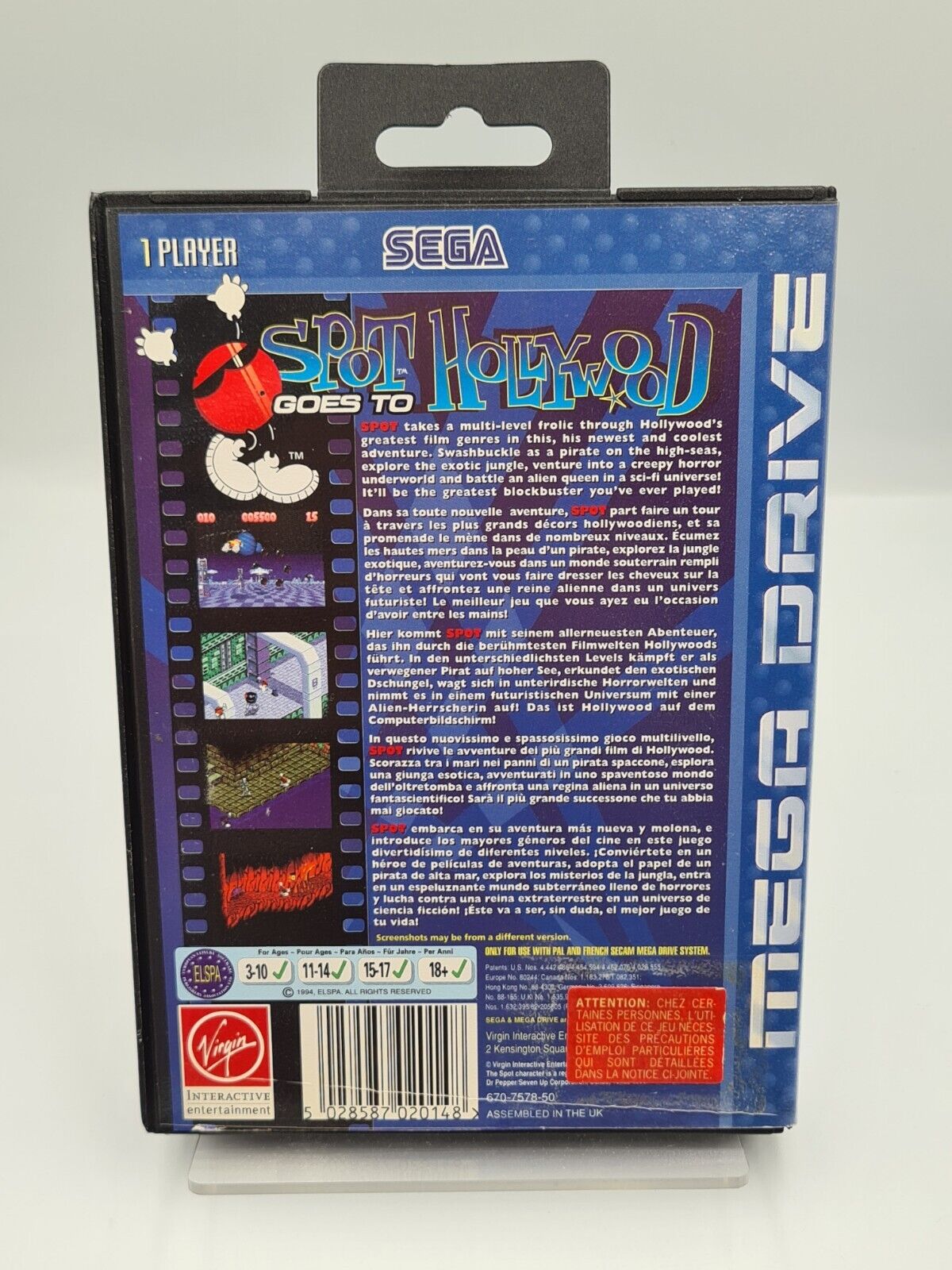 Sega Mega Drive Spot goes to Hollywood mit OVP und Anleitung Multi Language - T-Retro-Games 