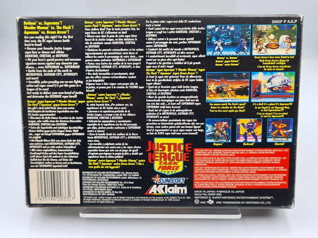 SNES Super Nintendo Justice League Task Force mit OVP und Anleitung EUR - T-Retro-Games 