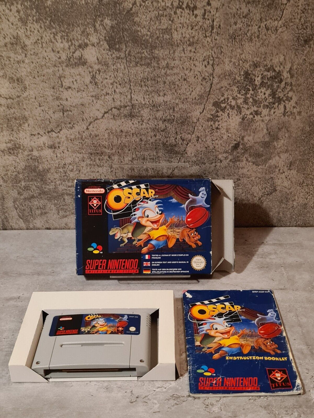 SNES Super Nintendo Oscar mit OVP und Anleitung EUR - T-Retro-Games 
