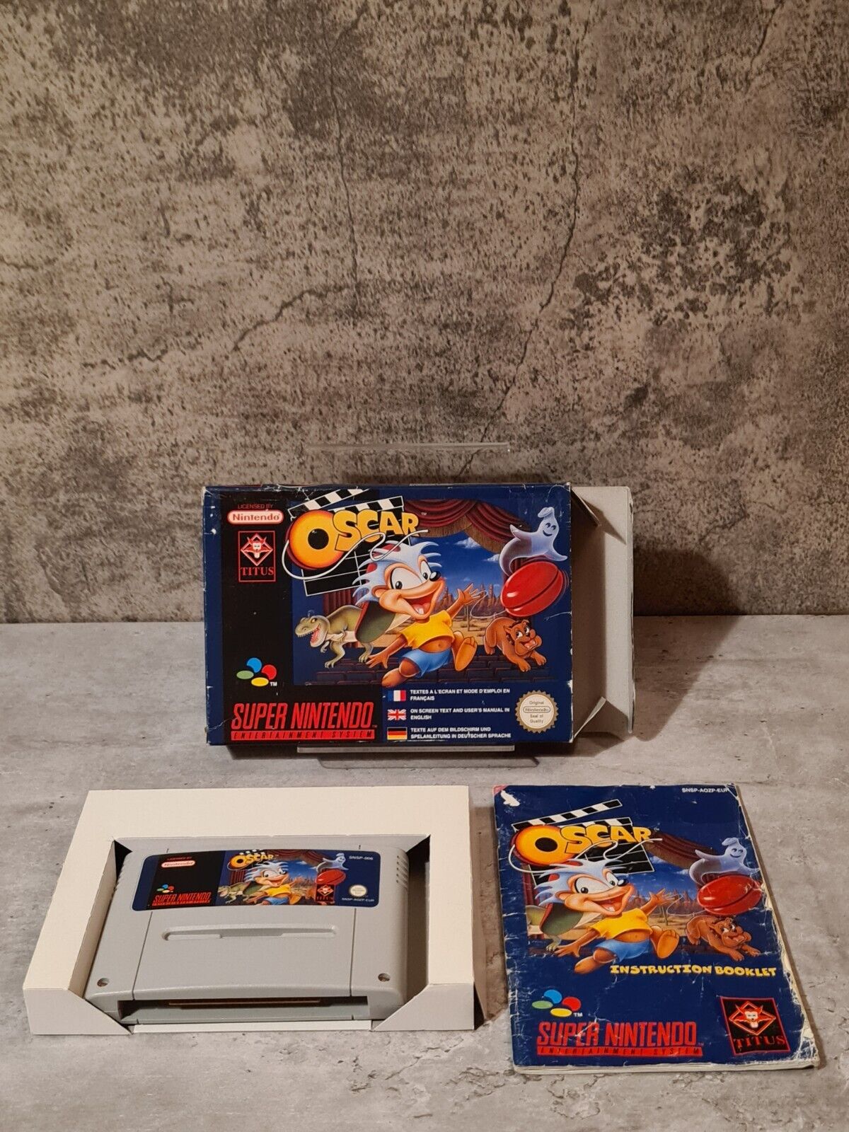SNES Super Nintendo Oscar mit OVP und Anleitung EUR - T-Retro-Games 