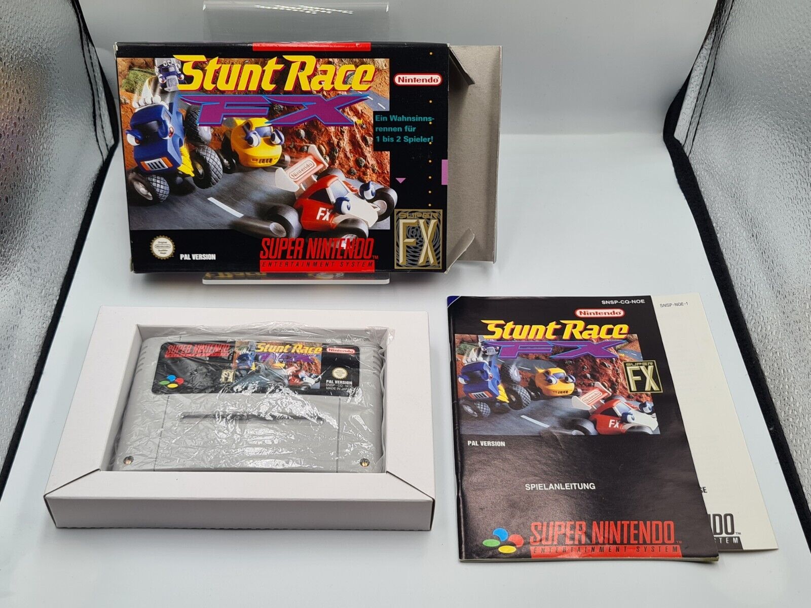 SNES Super Nintendo Stunt Race FX mit OVP und Anleitung NOE - T-Retro-Games 