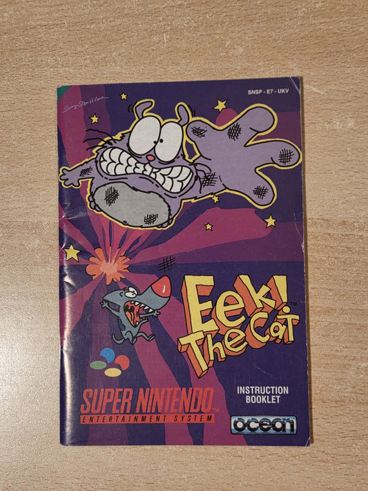SNES Super Nintendo Eek! The Cat Instruction Booklet UKV