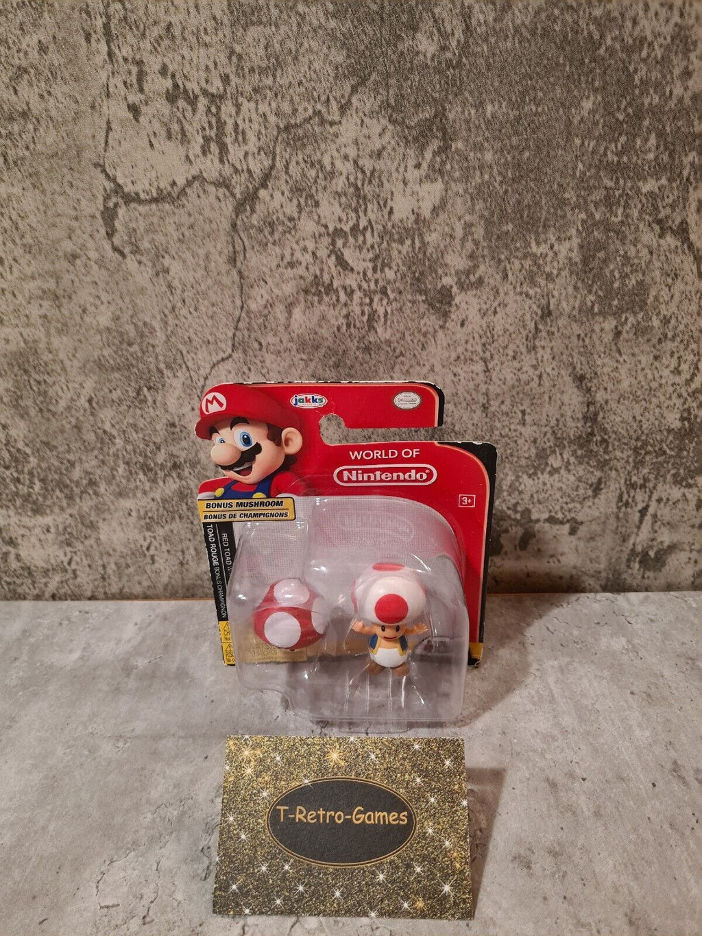 World of Nintendo Collectible Figur Red Toad with Bonus Mushroom Neu New Sealed - T-Retro-Games 