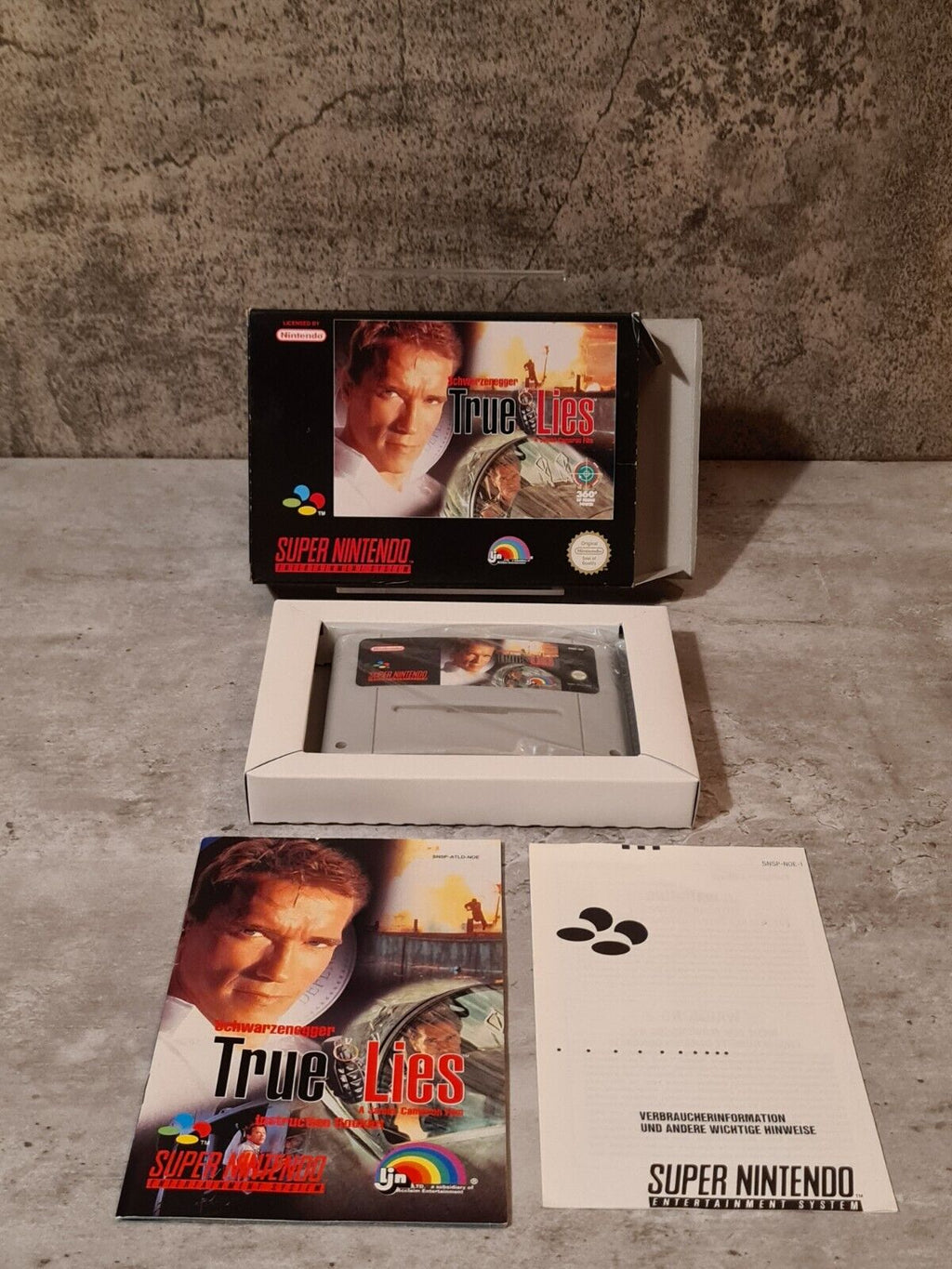 SNES Super Nintendo True Lies mit OVP und Anleitung NOE - T-Retro-Games 