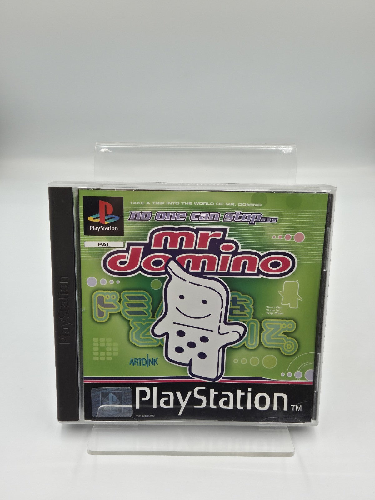 PS1 Playstation 1 Spiel No One Can Stop Mr. Domino mit OVP + Anleitung Englisch