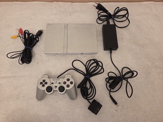 PS2 Playstation 2 Slim Konsole Console mit Controller + Kabeln Silber Silver