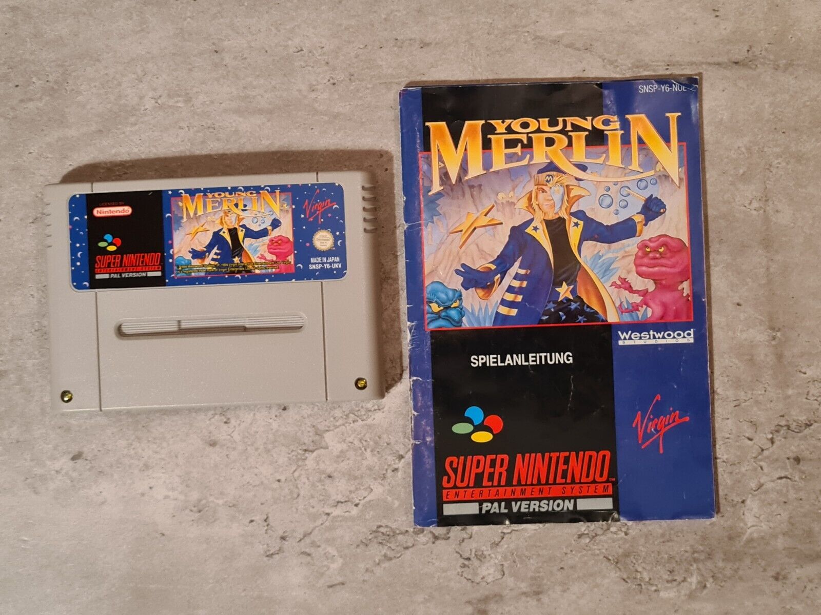 SNES Super Nintendo Young Merlin mit OVP und Anleitung NOE/UKV - T-Retro-Games 