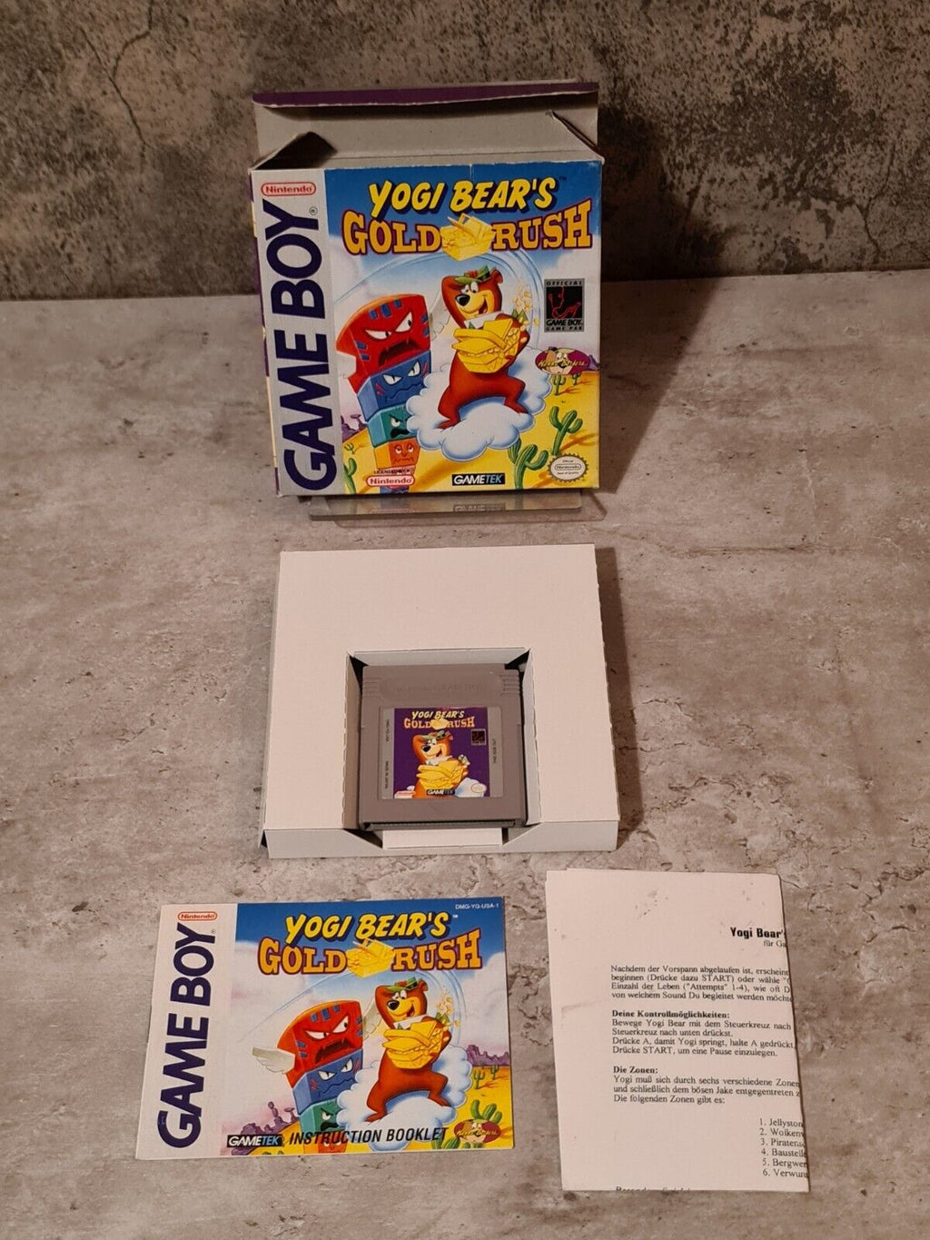 Nintendo Game Boy Classic Spiel Yogi Bear's Gold Rush mit OVP und Anleitung USA - T-Retro-Games 