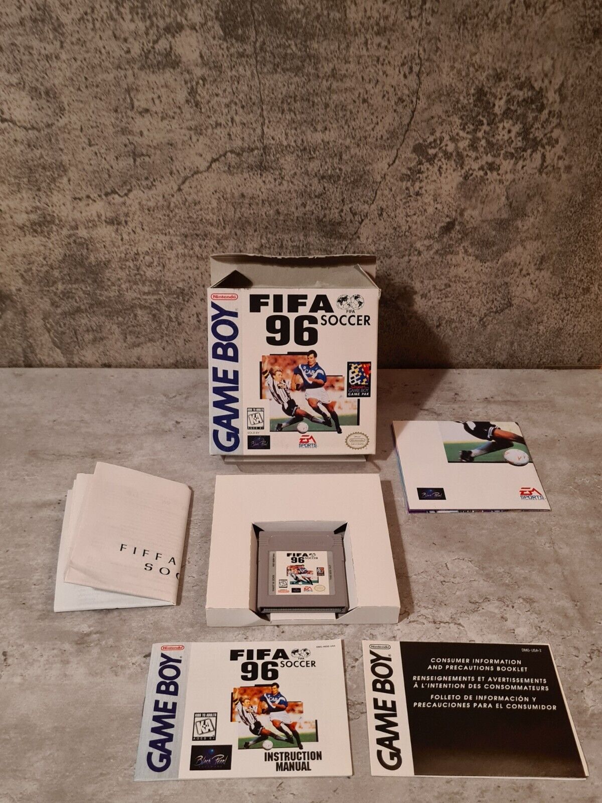 Nintendo Game Boy Classic Fifa Soccer 96 mit OVP und Anleitung + Poster USA - T-Retro-Games 