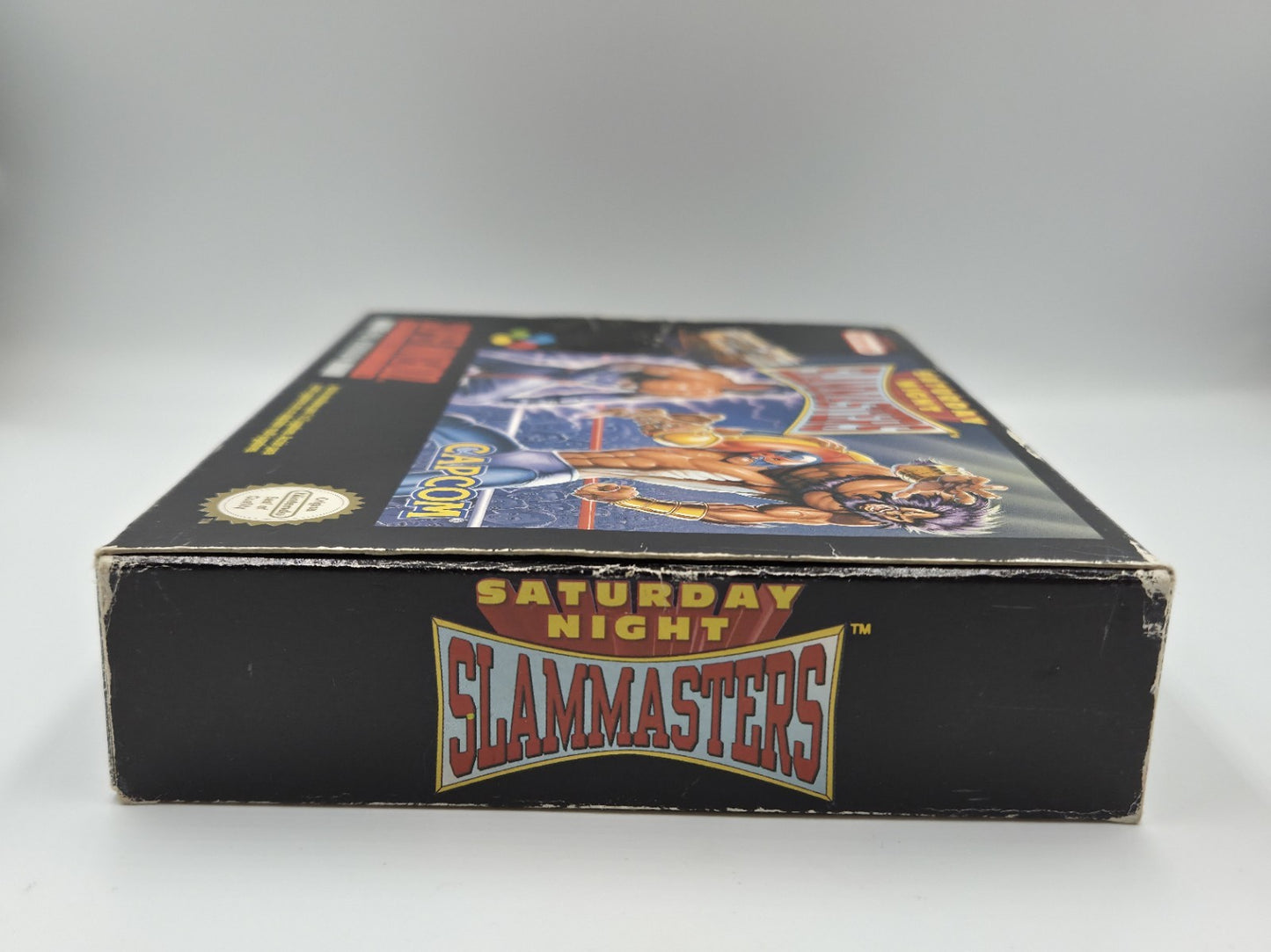SNES Super Nintendo Saturday Night Slammasters Leer OVP Empty Box ESP