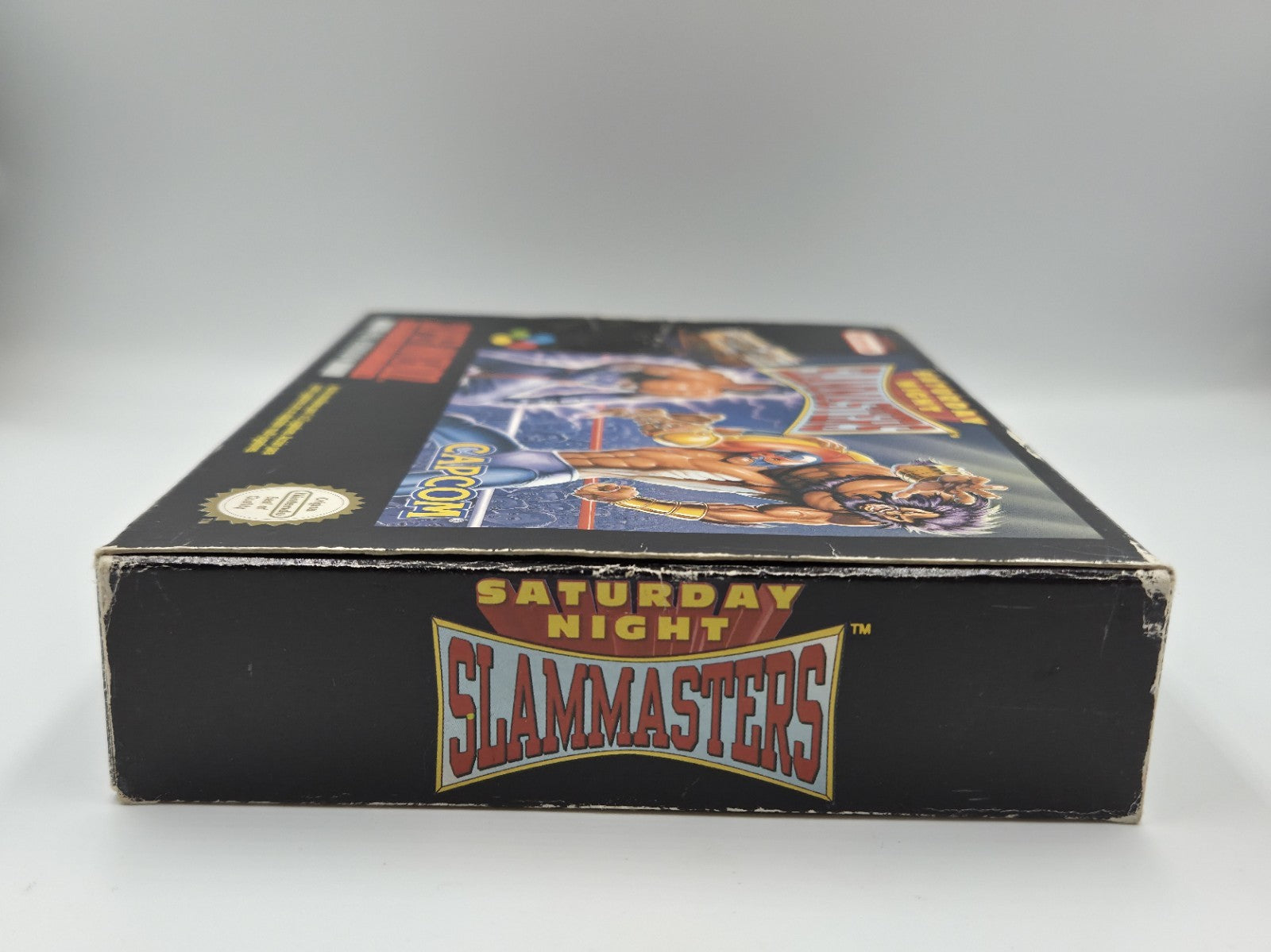 SNES Super Nintendo Saturday Night Slammasters Leer OVP Empty Box ESP