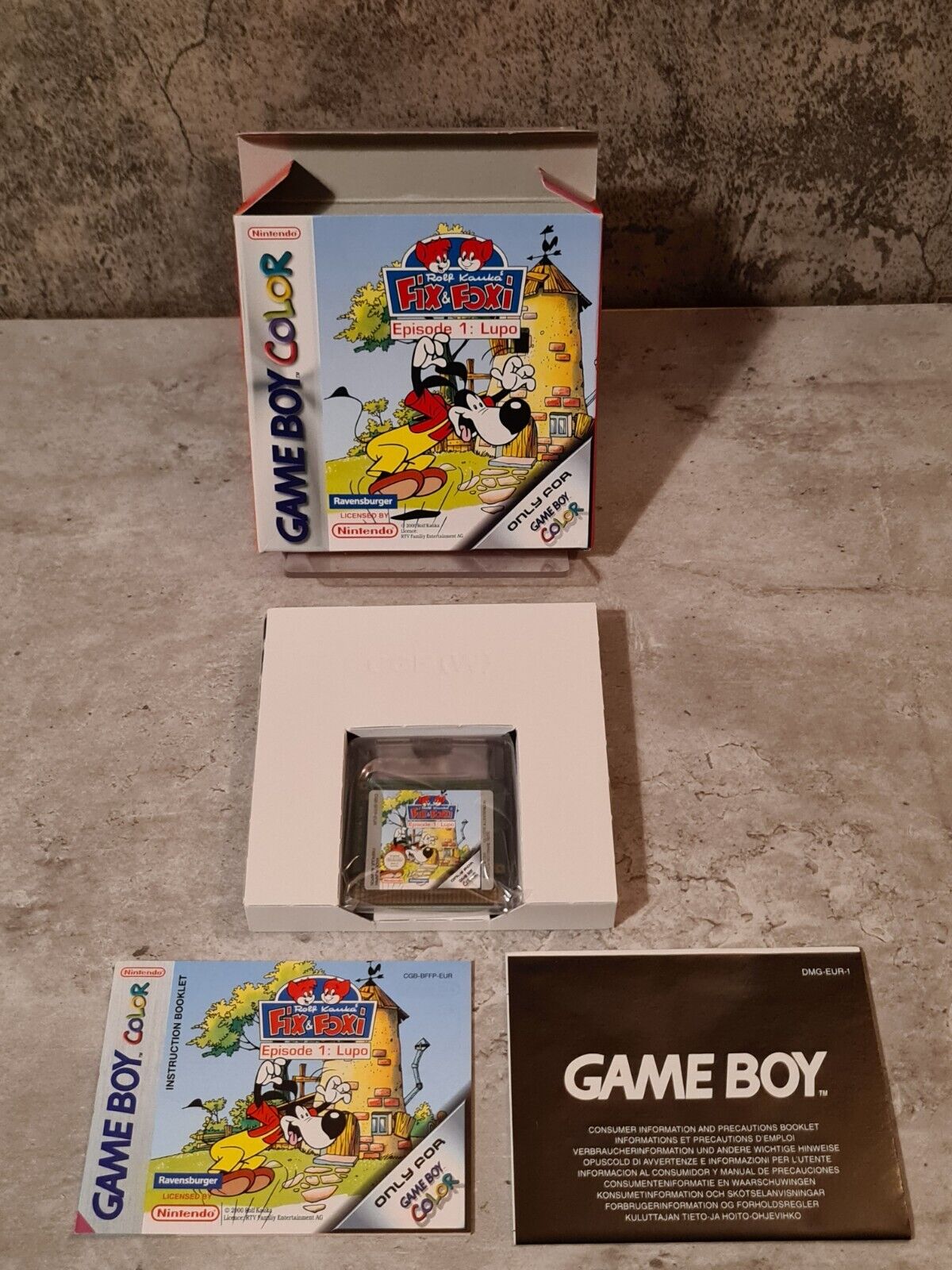 Nintendo Game Boy Color Spiel Fix & Foxi Episode 1 : Lupo mit OVP +Anleitung EUR - T-Retro-Games 