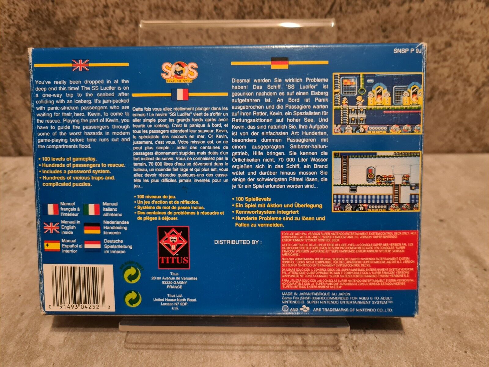 SNES Super Nintendo S.O.S. Sink or Swim mit OVP und Anleitung EUR - T-Retro-Games 