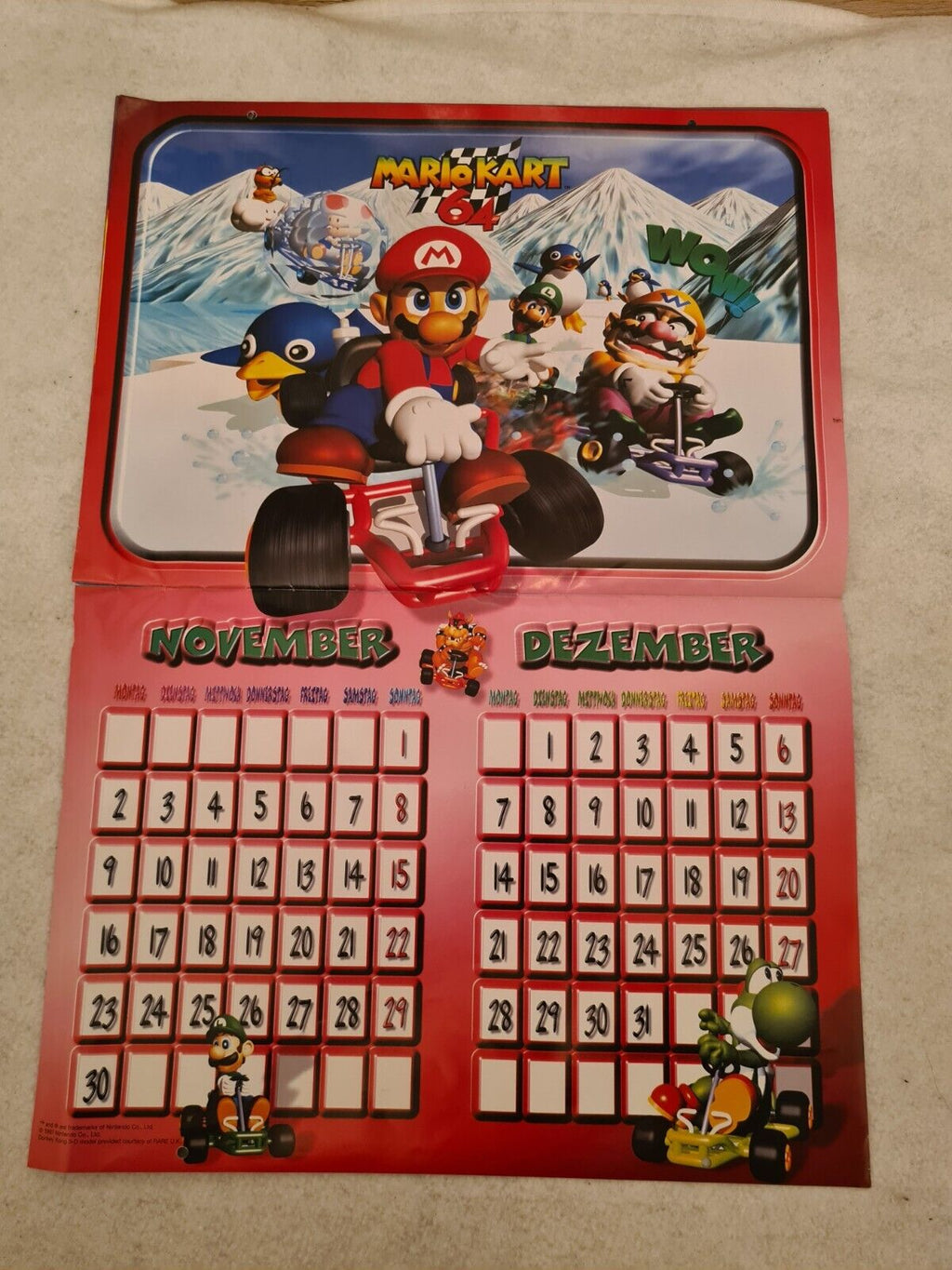 N64 Nintendo 64 Kalender Calendar 1998 Nintendo - T-Retro-Games 