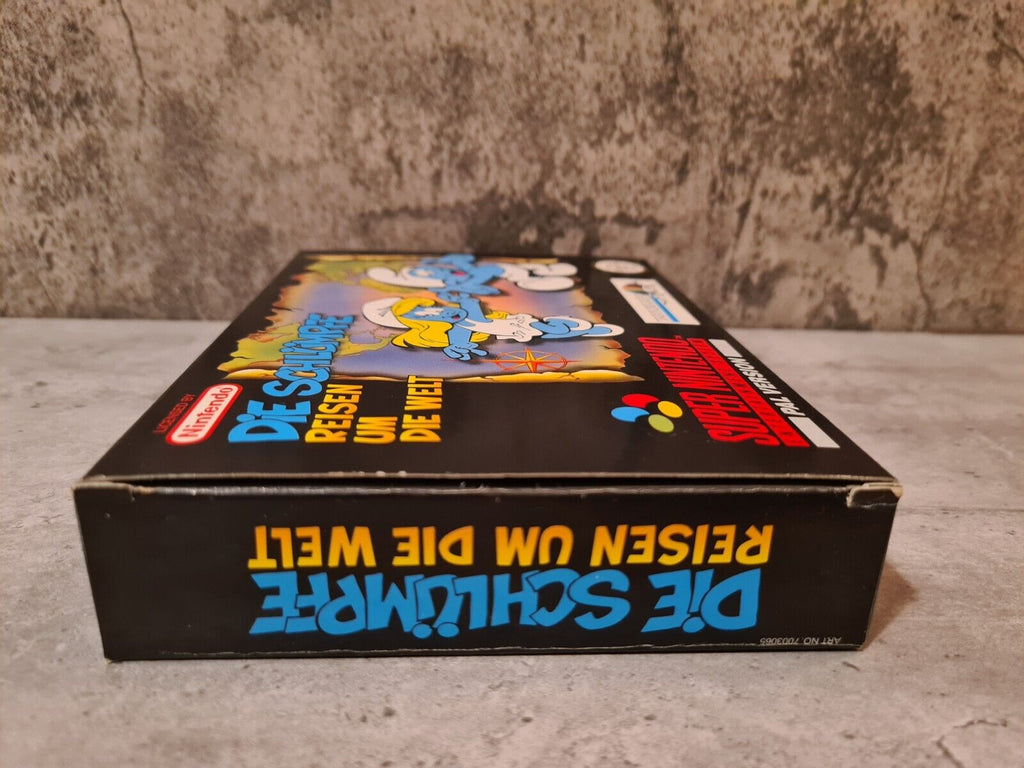 Super Nintendo Die Schlümpfe Reisen um die Welt + OVP + Anleitung + Poster NOE - T-Retro-Games 
