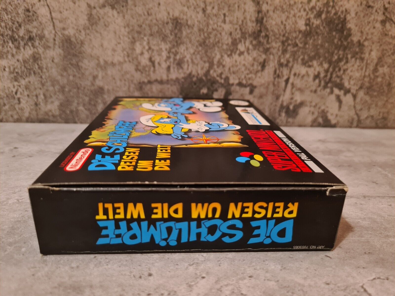 Super Nintendo Die Schlümpfe Reisen um die Welt + OVP + Anleitung + Poster NOE - T-Retro-Games 