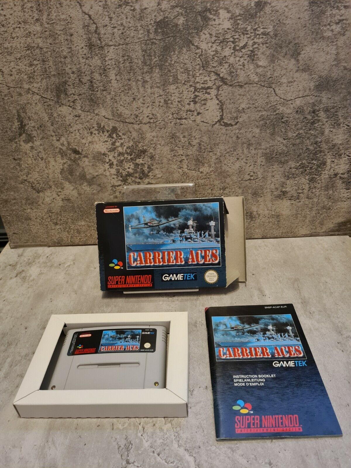 SNES Super Nintendo Carrier Aces mit OVP und Anleitung EUR - T-Retro-Games 