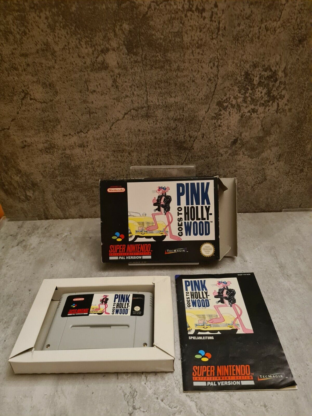 SNES Super Nintendo Pink goes to Hollywood mit OVP und Anleitung NOE - T-Retro-Games 