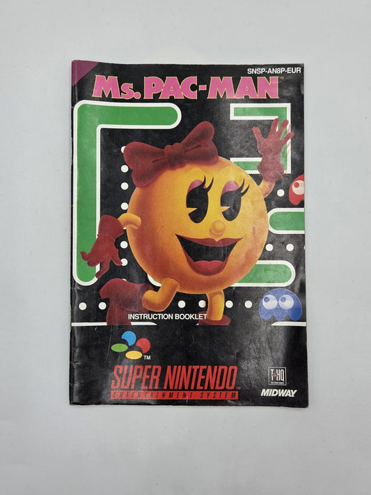 SNES Super Nintendo Ms. Pac-Man Spielanleitung Instruction Booklet EUR